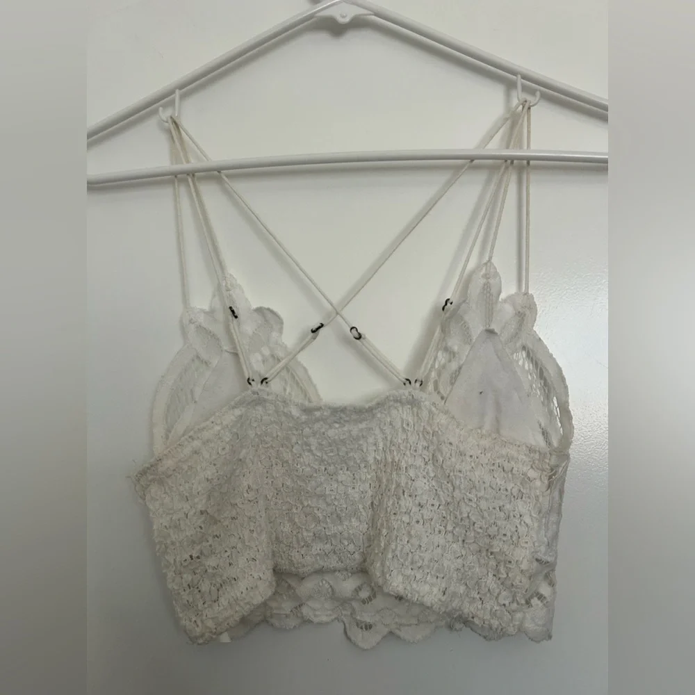 Free People One Adella White Lace Bralette Crop Top size s boho chic festival